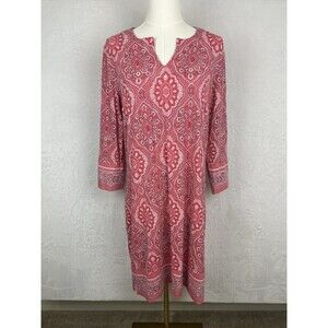 COOLIBAR Oceanside Tunic Dress Women's M Pink Paisley Floral UPF Beach Coverup